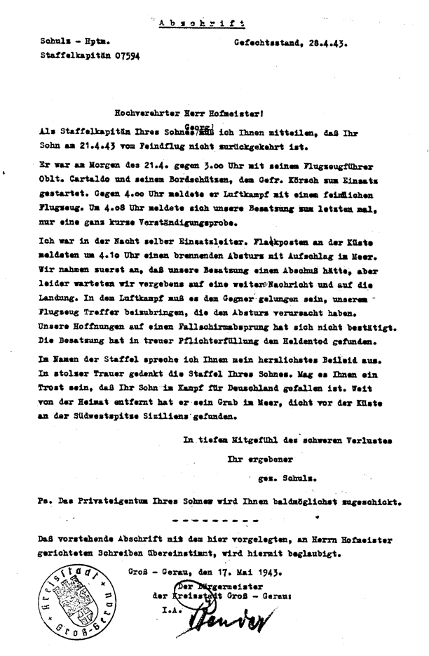 3 Letter from Staffelkapitaen