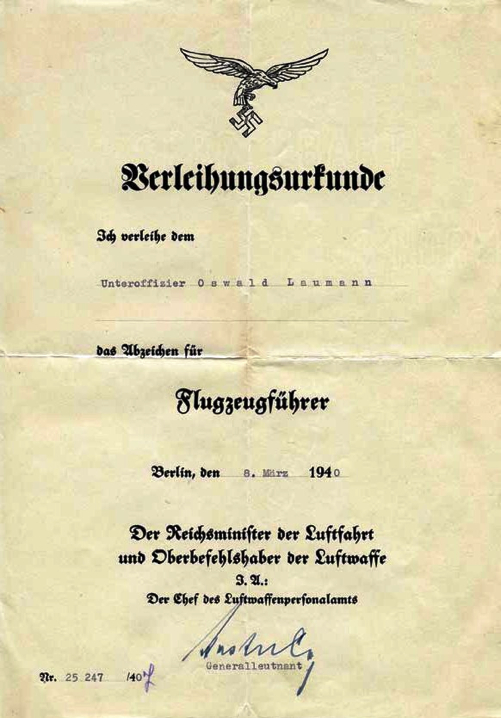 1940 Pilot Certificate